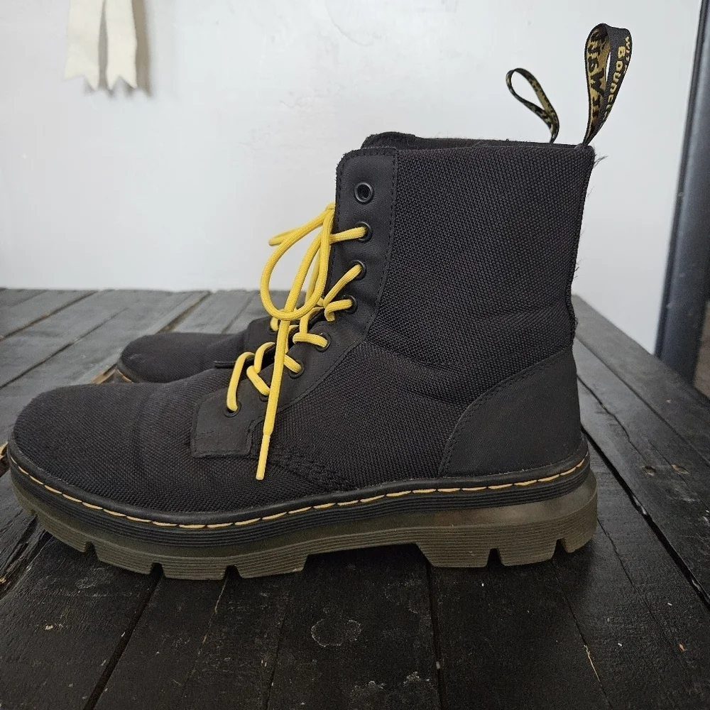 Dr. Martens Men's 11 Black Yellow High-Top Boots Chunky Sole Combat Work Utility